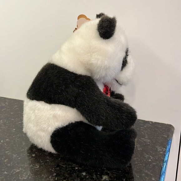 Dakin Vintage Ping Panda White Black Bear Bow Tie Stuffed Plush Toy Animal 1983 - Picture 5 of 14